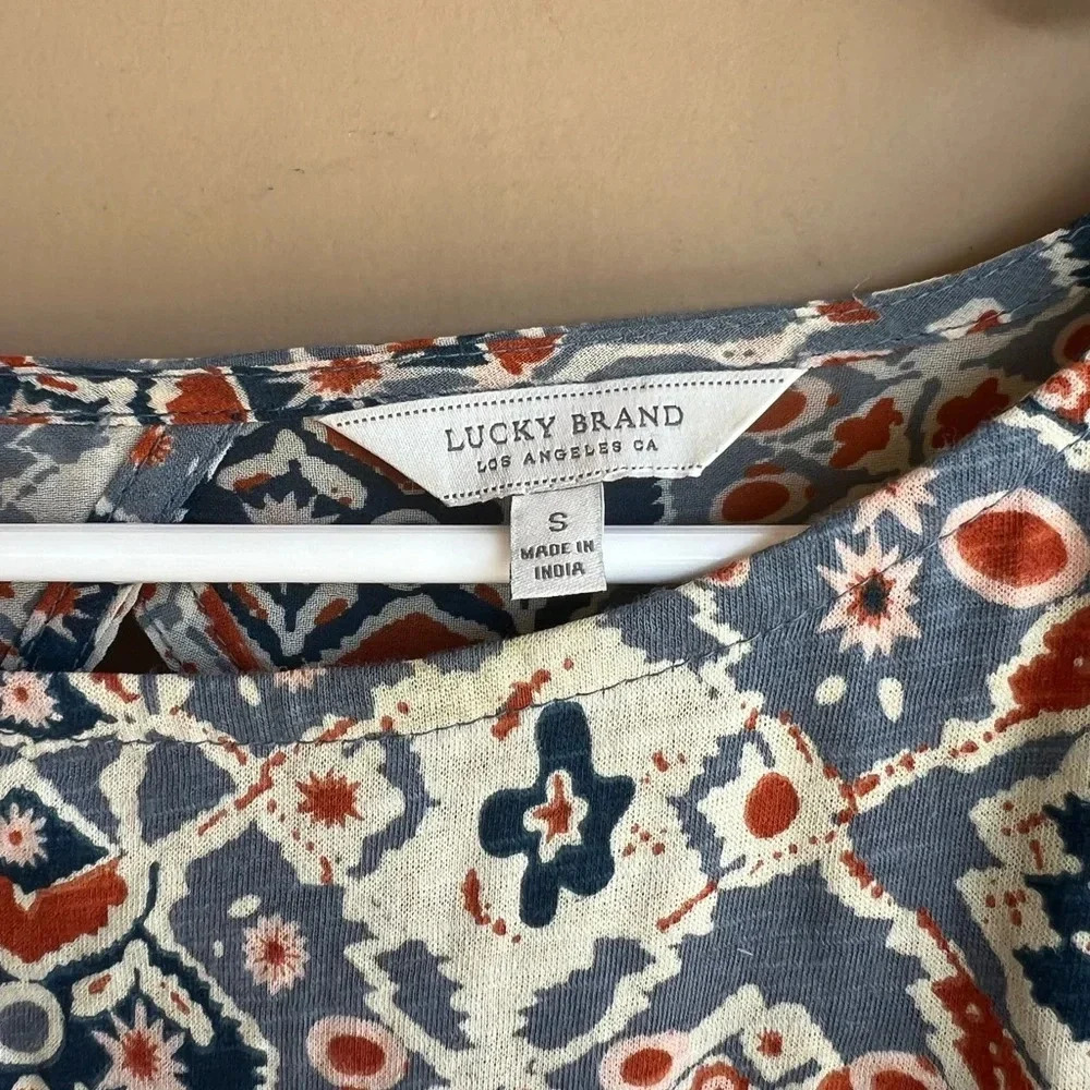 Bohemian Print Flutter Sleeve Short Sleeve Top - … - image 2